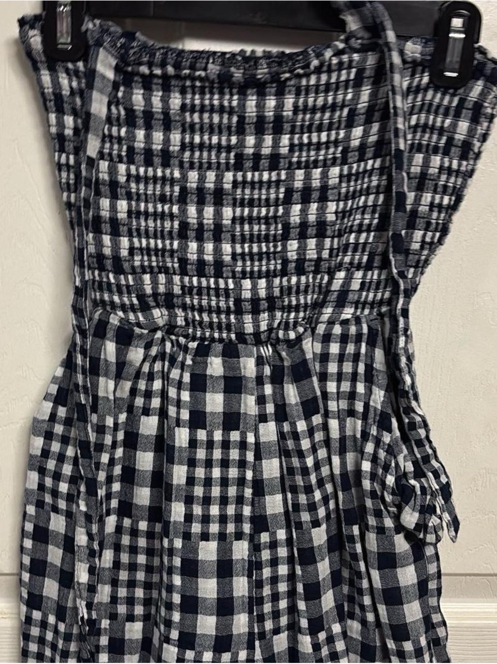Old Navy Navy and White Gingham Sundress with Smocked Bodice